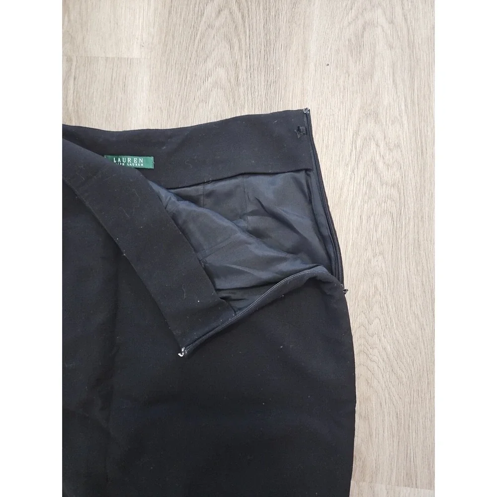 Lauren Ralph Lauren RLR Womens Black Wool Side Zip‎ Skirt Flat Front Size 12